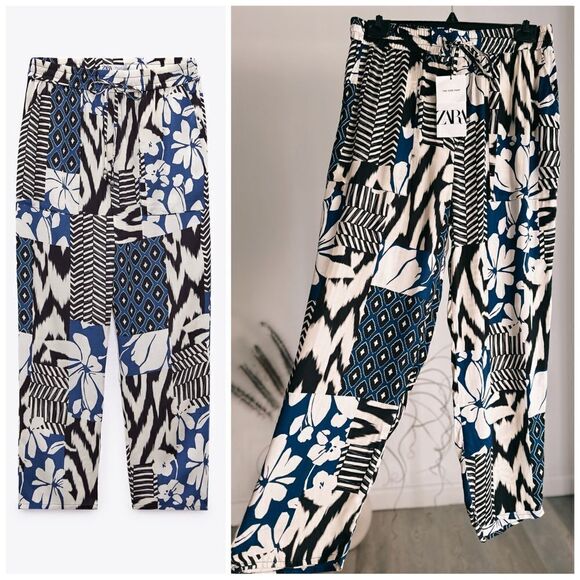 Zara Printed Flowy Pants New - Picture 1 of 4
